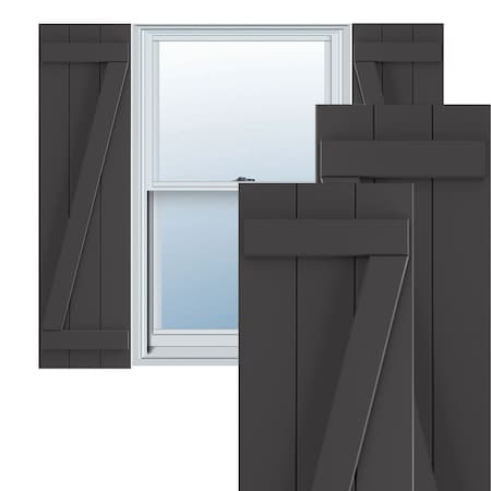 True Fit PVC, Three Board Joined Board-n-Batten Shutters W/Z-Bar, Shadow Mountain , 16 1/8W X 46H